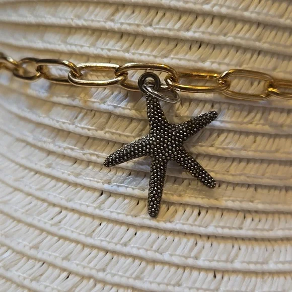 NWT Madd Hatter Stylish Wide Brim Hat with Beachy Gold Chain Accent - Picture 2 of 9